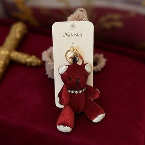 Natasha Couture Sparkling Red Teddy Bear Keychain/Bagcharm
